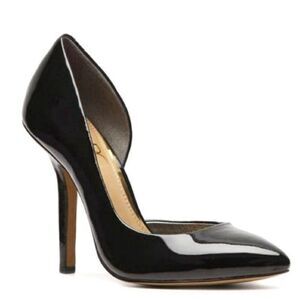 bcbg paris jaze pumps Heels Solid Black Vegan Faux Patent Leather Pointed Toe 7